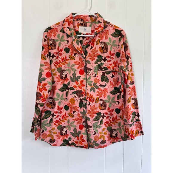 Printfresh Other - Printfresh Pink Hedgehog Organic Cotton Pajama Top Long Sleeve XXS Autumn Leaf